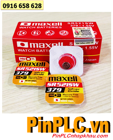 Maxell SR521SW _Pin 379; Pin đồng hồ 1.55v Silver Oxide Maxell SR521SW, Xuất xứ NHẬT (Vỉ 01viên)